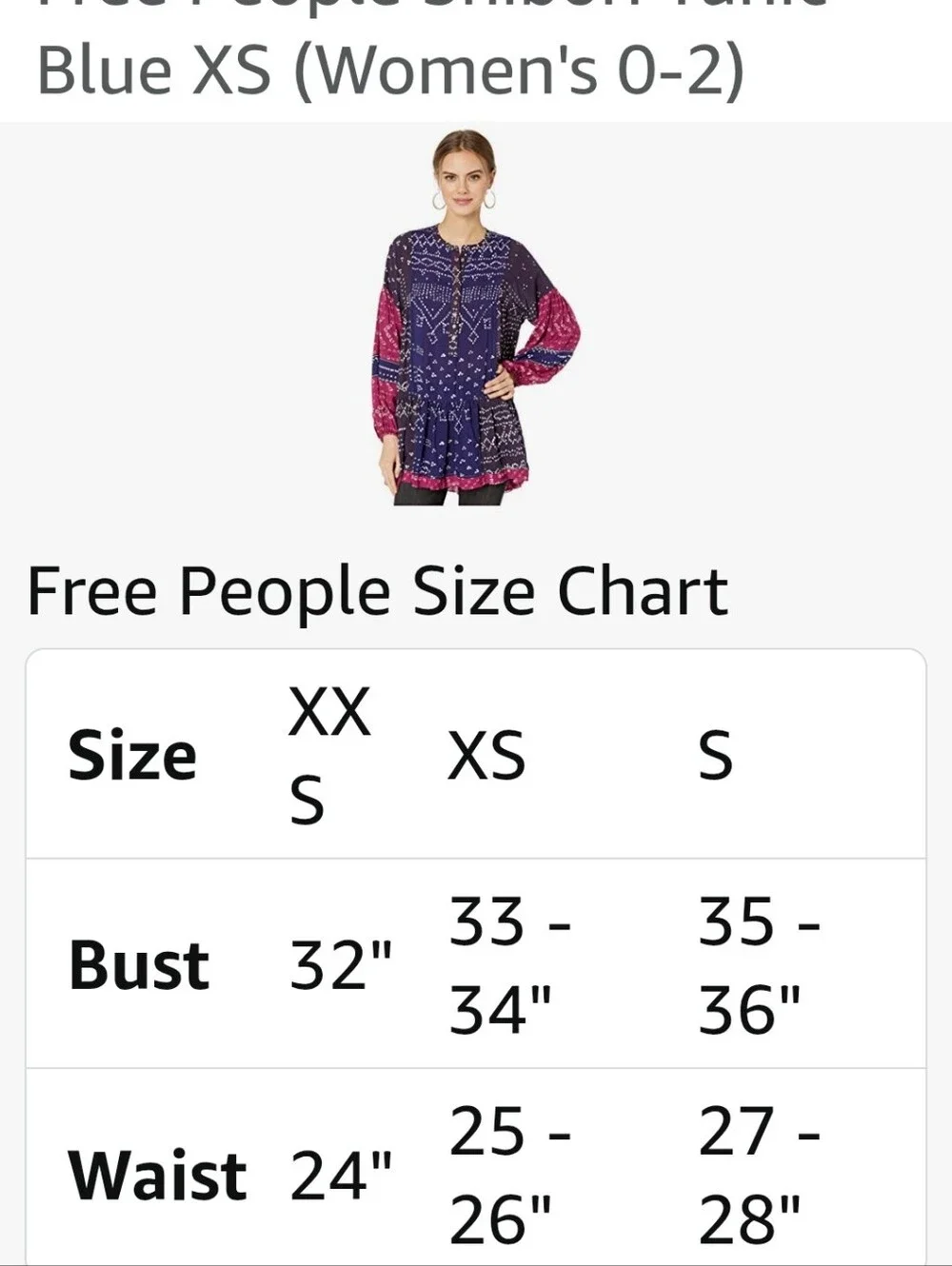 Free People Boho Shibory Tunic Shirtdress Indigo Combo XS - Picture 7 of 16